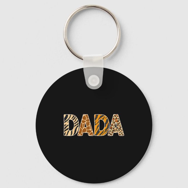Dada Wild Animal Print Zebra Giraffe Tiger Leopard Keychain (Front)