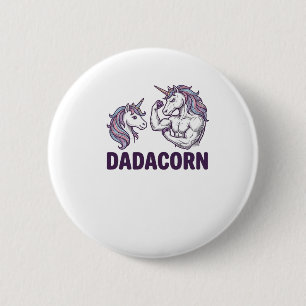 Dadacorn Funny Unicorn Dad Vector Shirt Design_1 2 Inch Round Button