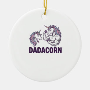 Dadacorn Funny Unicorn Dad Vector Shirt Design_1 Ceramic Ornament
