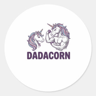 Dadacorn Funny Unicorn Dad Vector Shirt Design_1 Classic Round Sticker