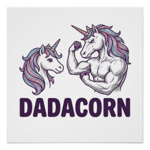 Dadacorn Funny Unicorn Dad Vector Shirt Design_1 Poster