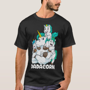 Dadacorn Muscle Unicorn Dad Of 3 Babies Fathers Da T-Shirt