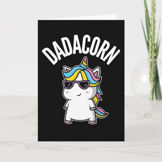 Dadacorn Unicorn Dad Dabbing Rainbow Father's Day Card (Front)