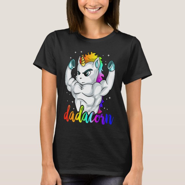 Dadacorn Unicorn Daddy Muscle Unique Family Christ T-Shirt (Front)