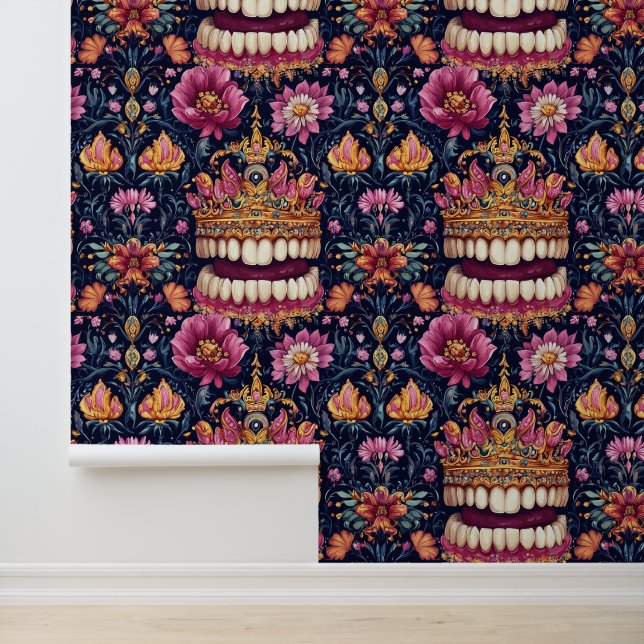 Dadaism Art Teeth Smile Crown Dental Clinic Decor Wallpaper (Application)