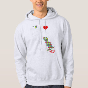 Dadasaurus Daddy Rex Autism Awareness Proud Dad Fa Hoodie
