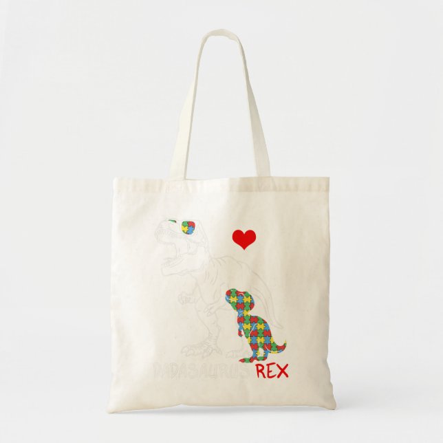Dadasaurus Daddy Rex Autism Awareness Proud Dad Fa Tote Bag (Front)