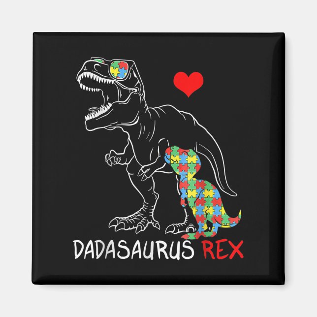 Dadasaurus Rex Autism Awareness Proud Dad Father's Magnet (Front)
