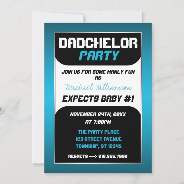 Dadchelor Party - Blue & Black Invitations (Front)