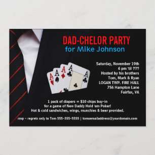 Dadchelor - Sophisticated Poker Party Invitations