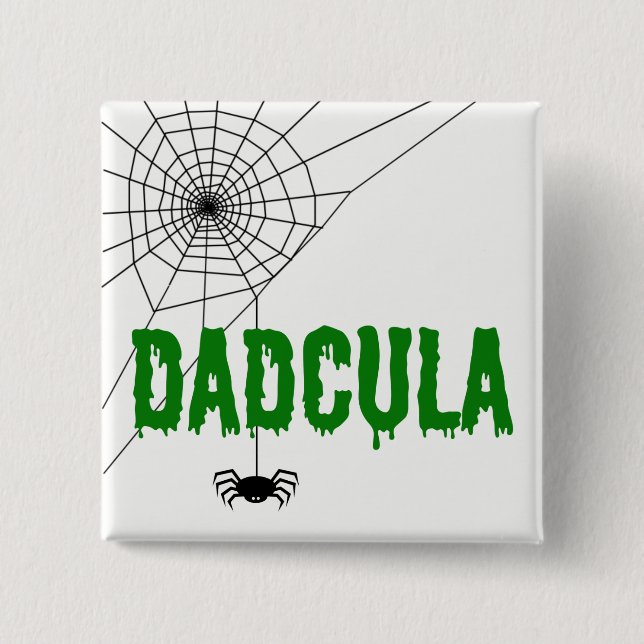 Dadcula Green Dripping Font Spider Web 2 Inch Square Button (Front)