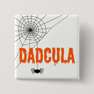 Dadcula Orange Dripping Font Spider Web 2 Inch Square Button