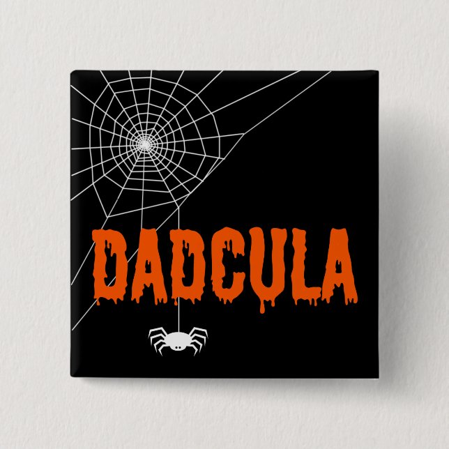 Dadcula Orange Dripping Font Spider Web 2 Inch Square Button (Front)