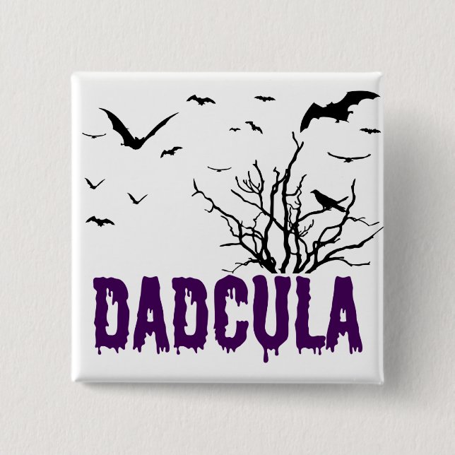 Dadcula Purple Dripping Font Flying Bats 2 Inch Square Button (Front)
