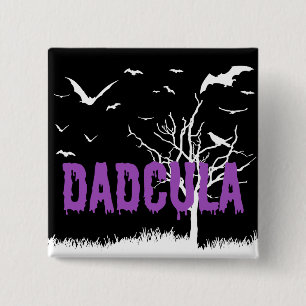 Dadcula Purple Dripping Font Flying Bats 2 Inch Square Button