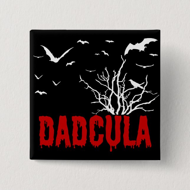 Dadcula Red Dripping Font Flying Bats 2 Inch Square Button (Front)