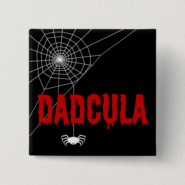 Dadcula Red Dripping Font Spider Web 2 Inch Square Button (Front)
