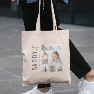 Daddy 9 Photo Collage Personalized Dad Tote Bag