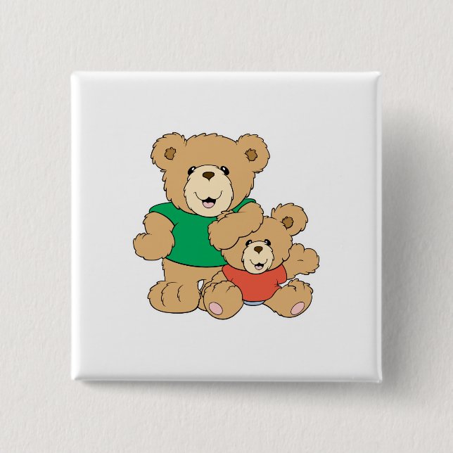 Daddy and Baby Boy Bear 2 Inch Square Button (Front)