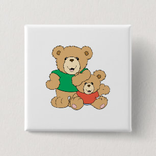 Daddy and Baby Boy Bear 2 Inch Square Button