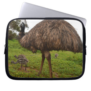Daddy And Baby Emus Going For A Walk, Laptop Sleeve