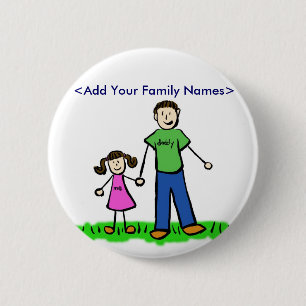 Daddy and Daughter Family Personalized Name Button