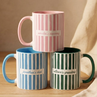 Daddy and Mommy | Custom Stripes Baby Announcement Mug