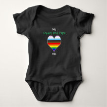 Daddy and Papa Rainbow Heart Baby Bodysuit