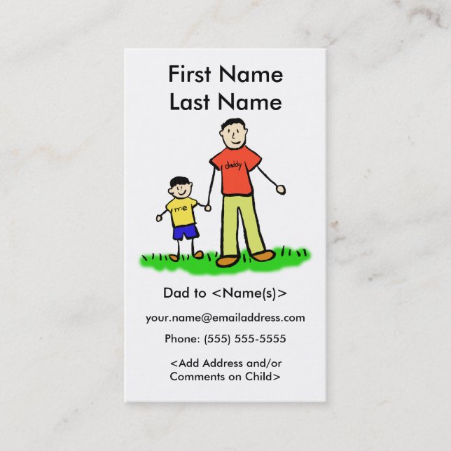 Daddy and Son Custom Photo Calling Playdate Cards (Front)