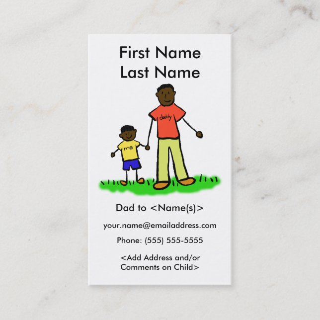 Daddy and Son Custom Photo Calling Playdate Cards (Front)
