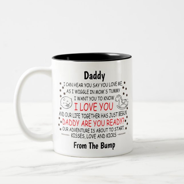 Daddy Are You Ready, From The Bump, Dad to be Two-Tone Coffee Mug (Left)
