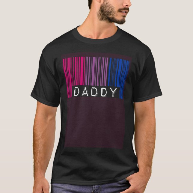 Daddy Barcode Bisexual Pride Flag Aesthetic LGBTQ  T-Shirt (Front)