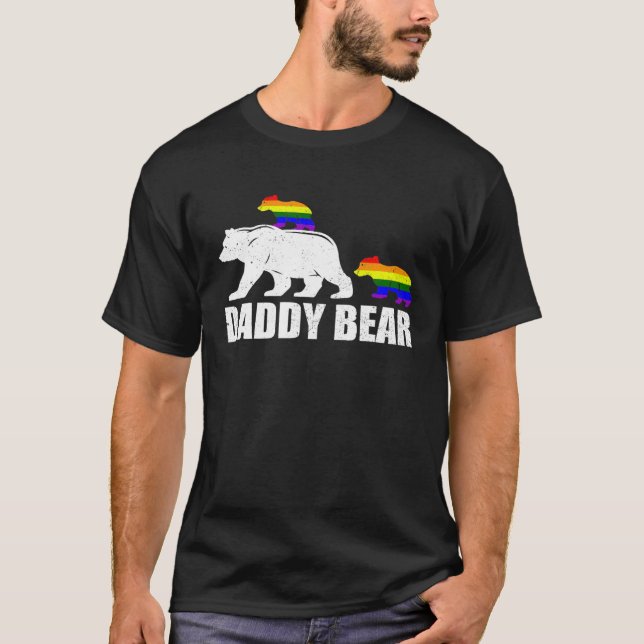 Daddy Bear 2 Kids  Proud LGBT Gay Pride Ally Dad B T-Shirt (Front)