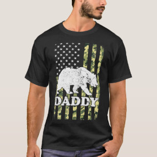 Daddy Bear Camping Hiking Camouflage USA American T-Shirt