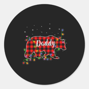 Daddy Bear Red Plaid Christmas Pajama Family Gift  Classic Round Sticker