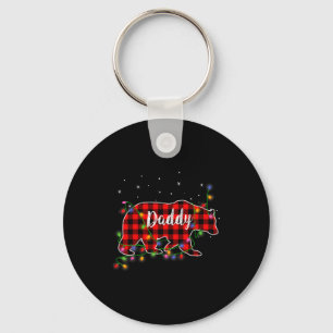 Daddy Bear Red Plaid Christmas Pajama Family Gift  Keychain
