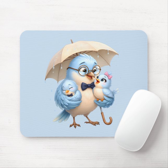 Daddy Bird Mouse Pad Cute Family Workspace Gift (With Mouse)