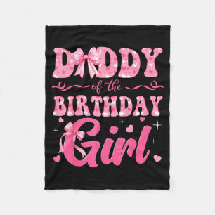 Daddy Birthday Family Pink Coquette Illustration Fleece Blanket