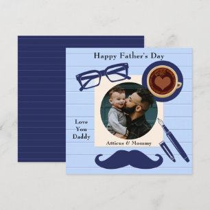 Daddy Blue Moustache Coffee Happy Fathers Day Card
