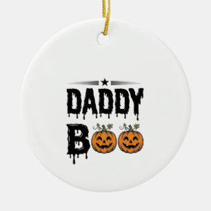 Daddy Boo Vintage Halloween Pumpkin Shirt Design_1 Ceramic Ornament