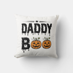 Daddy Boo Vintage Halloween Pumpkin Shirt Design_1 Throw Pillow