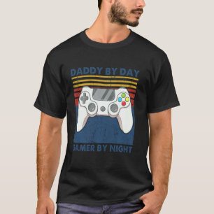 Daddy By Day Gamer By Night Funny Dad Jokes Gaming T-Shirt