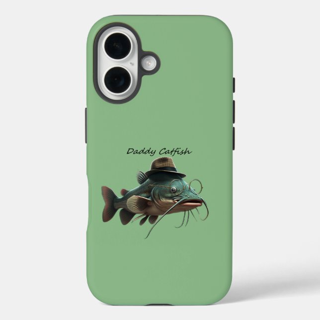 Daddy Catfish Dark Sea Green iPhone 16 Tough Case (Back)