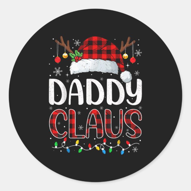 Daddy Claus Christmas Lights Pajama Family Matchin Classic Round Sticker (Front)