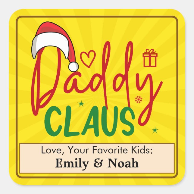 Daddy Claus Custom Christmas Design-60094 Square Sticker (Front)