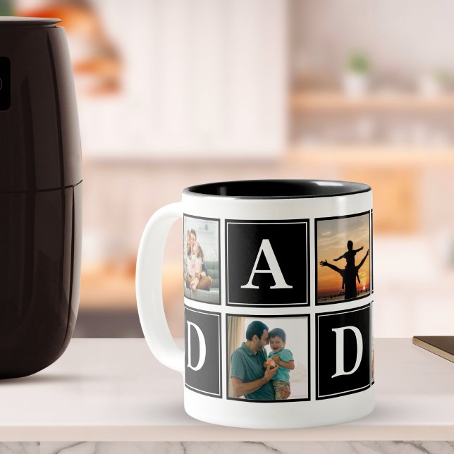 Daddy Collage 5 Photos Funny Scrip Daddy Two-Tone Coffee Mug (Creator Uploaded)