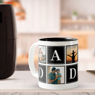 Daddy Collage 5 Photos Funny Scrip Daddy Two-Tone Coffee Mug
