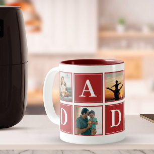 Daddy Collage 5 Photos Funny Scrip Daddy Two-Tone Coffee Mug