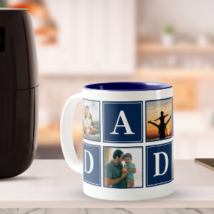 Daddy Collage 5 Photos Funny Scrip Daddy Two-Tone Coffee Mug