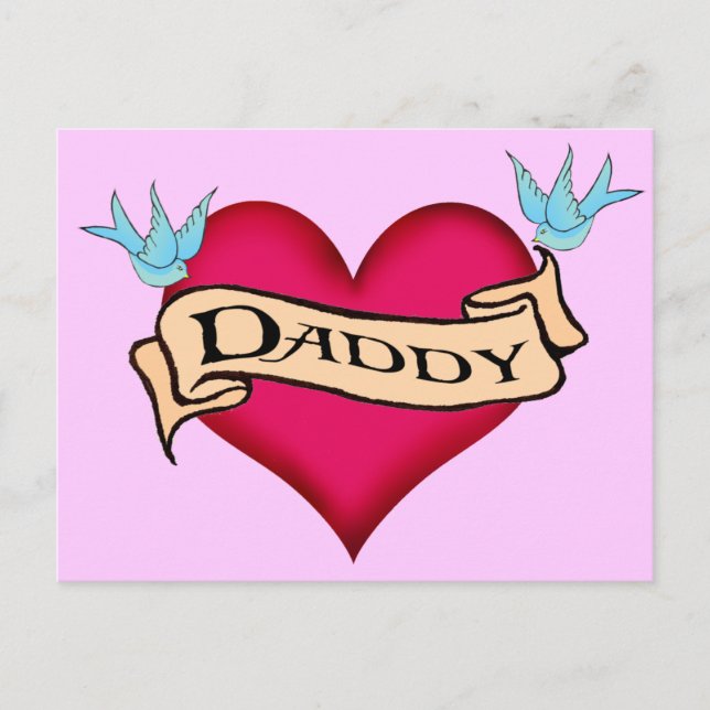 Daddy - Custom Heart Tattoo T-shirts & Gifts Postcard (Front)